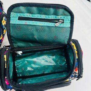 Lug Floral 2pc Cosmetic Toiletry Bag Set Trolley Style Travel Organizer NWOT